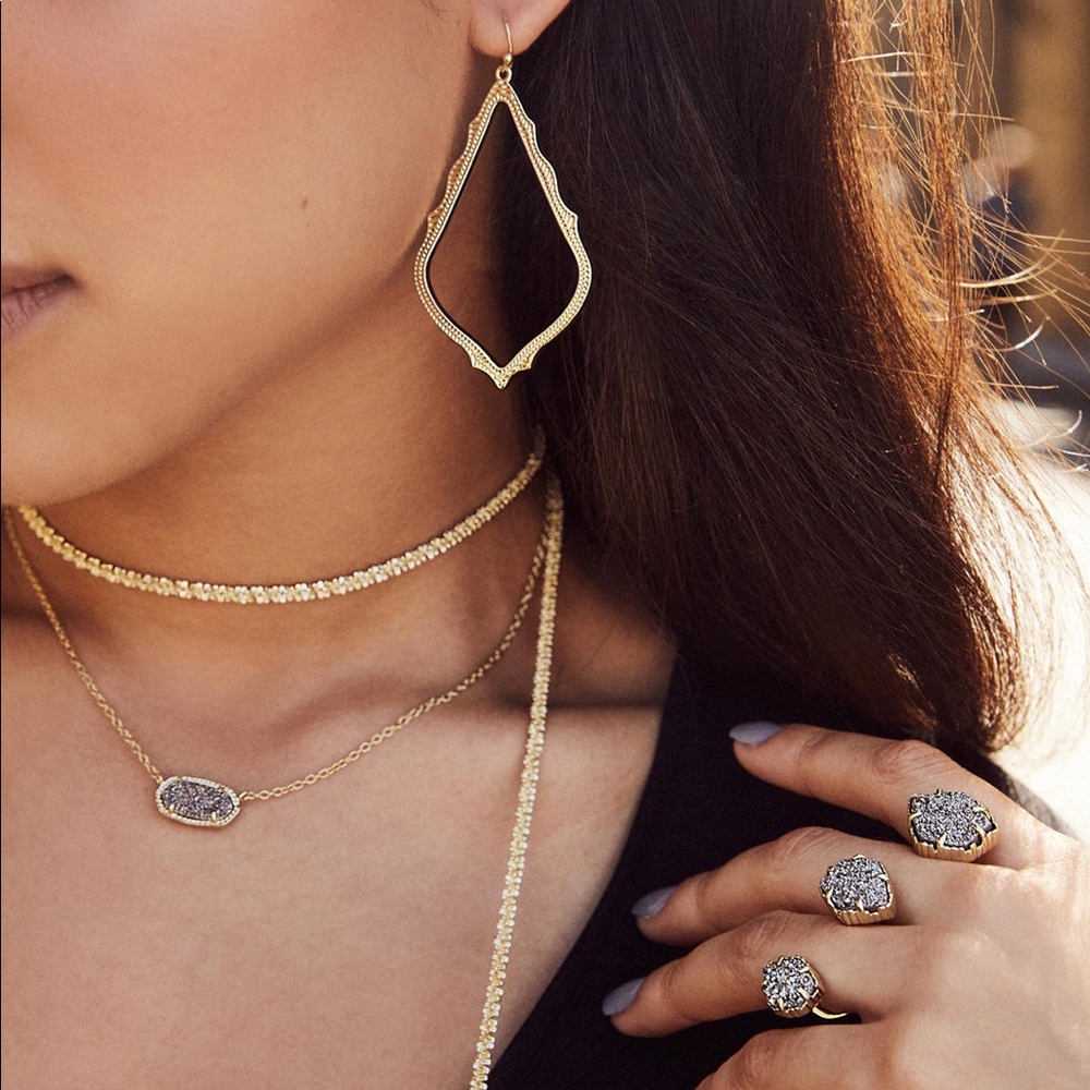 Elisa Gold pendant necklace in platinum druzy